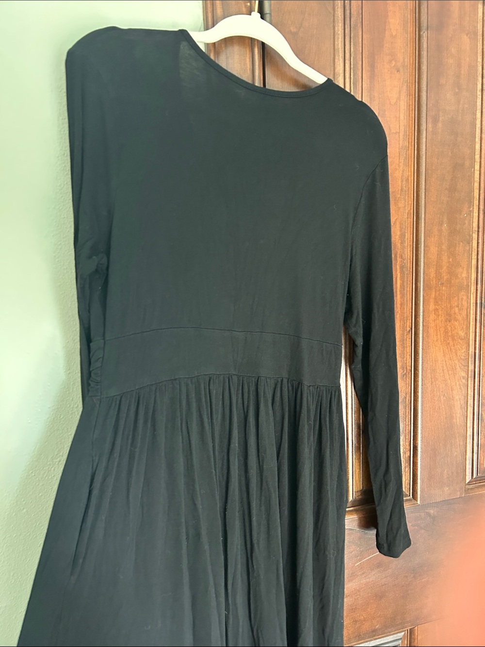 AUSELILY Black Long Sleeve Maxi Wrap Dress - Picture 6 of 7